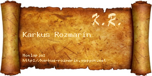 Karkus Rozmarin névjegykártya